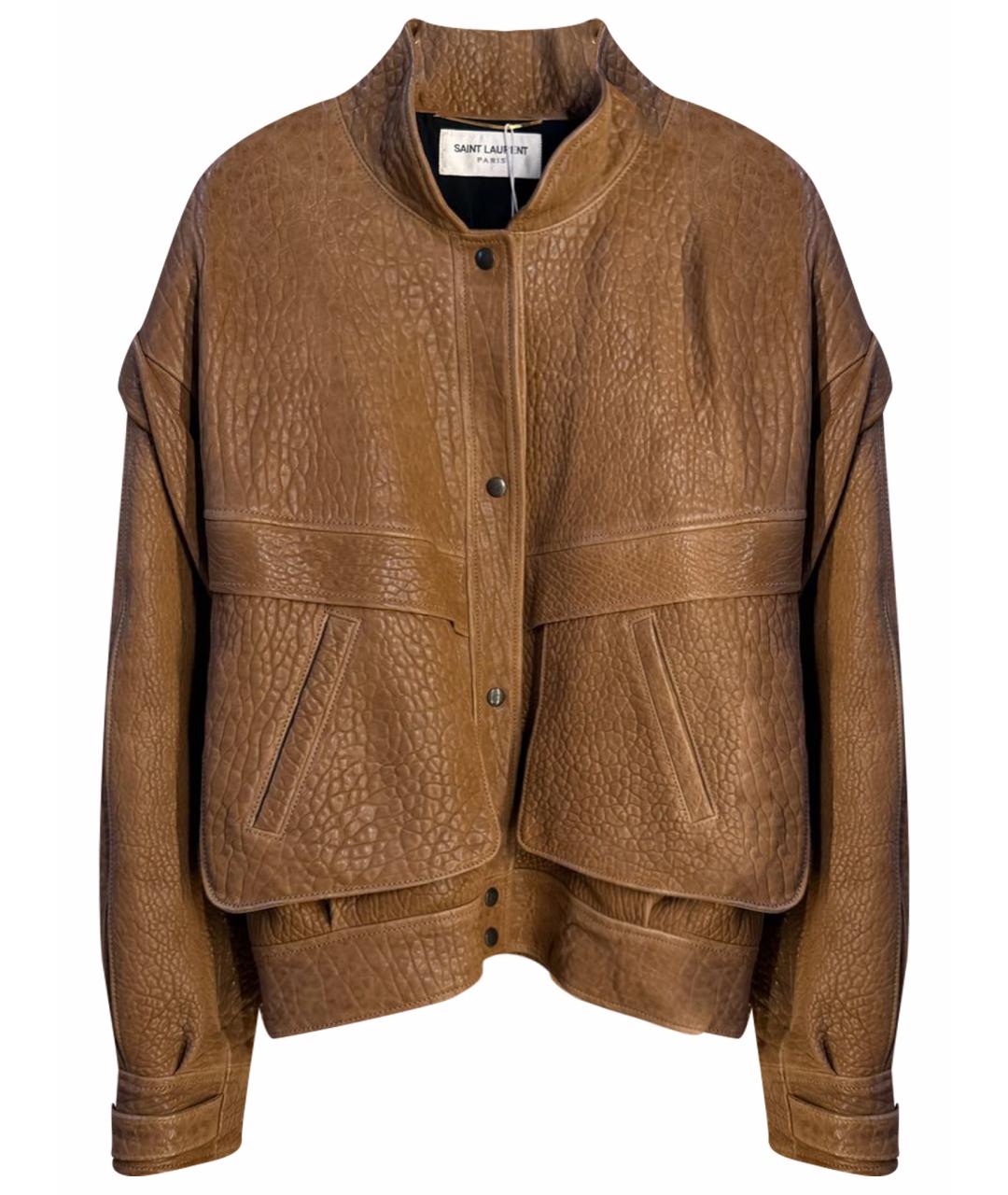 SAINT LAURENT Коричневая кожаная куртка, фото 1