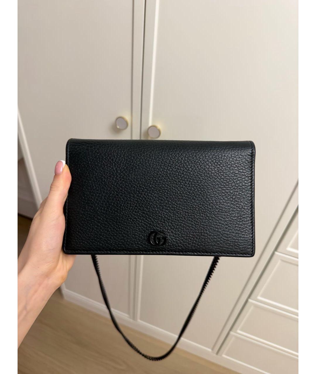 GUCCI Черная кожаная сумка через плечо, фото 6