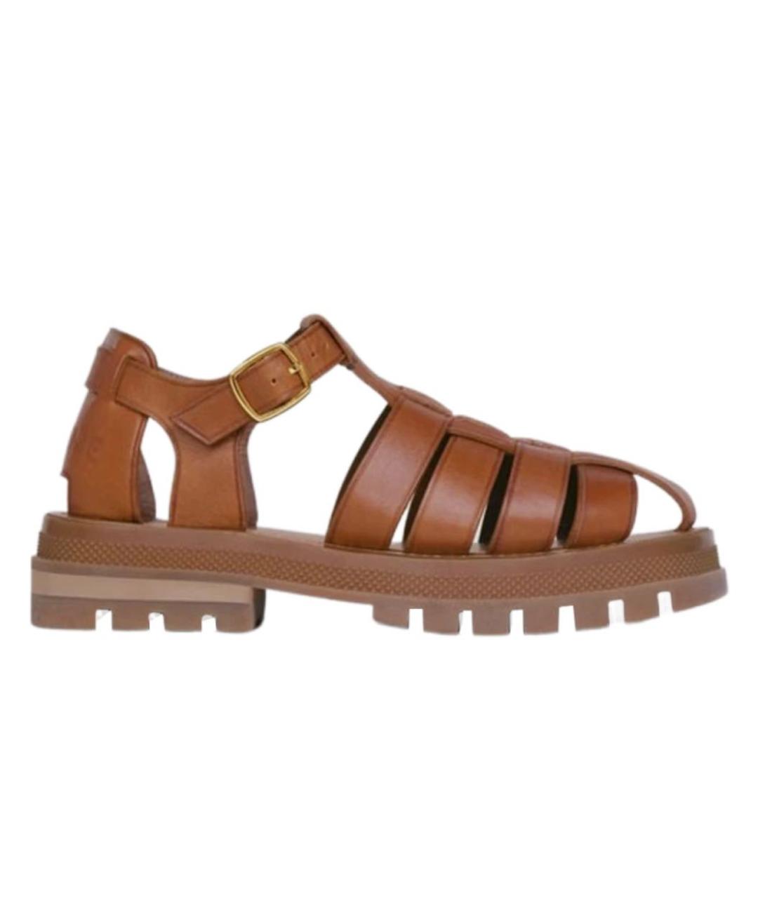 CELINE Коричневые кожаные сандалии, фото 3