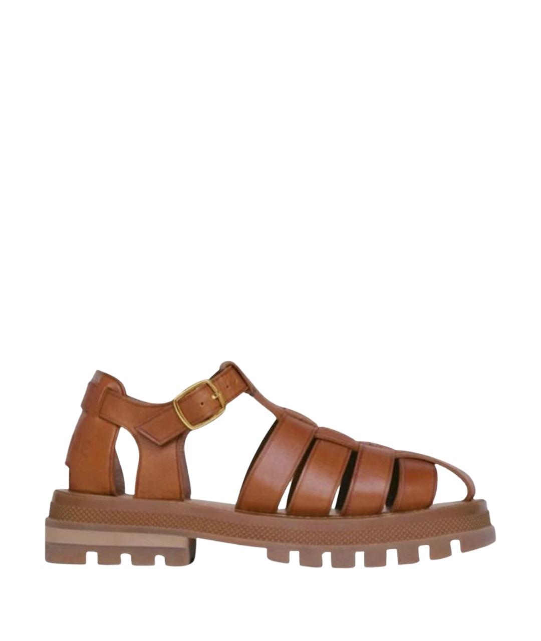 CELINE Коричневые кожаные сандалии, фото 1