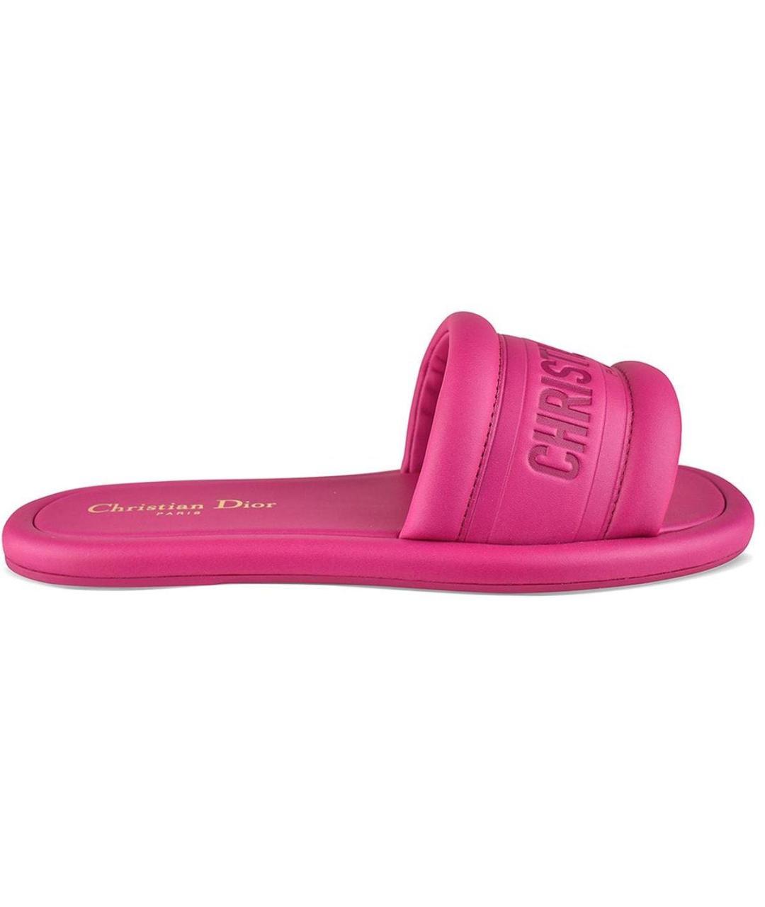 CHRISTIAN DIOR Розовые кожаные шлепанцы, фото 3
