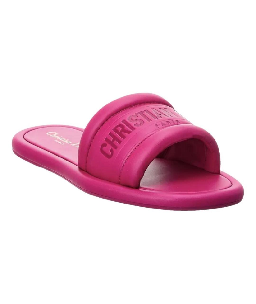 CHRISTIAN DIOR Розовые кожаные шлепанцы, фото 2