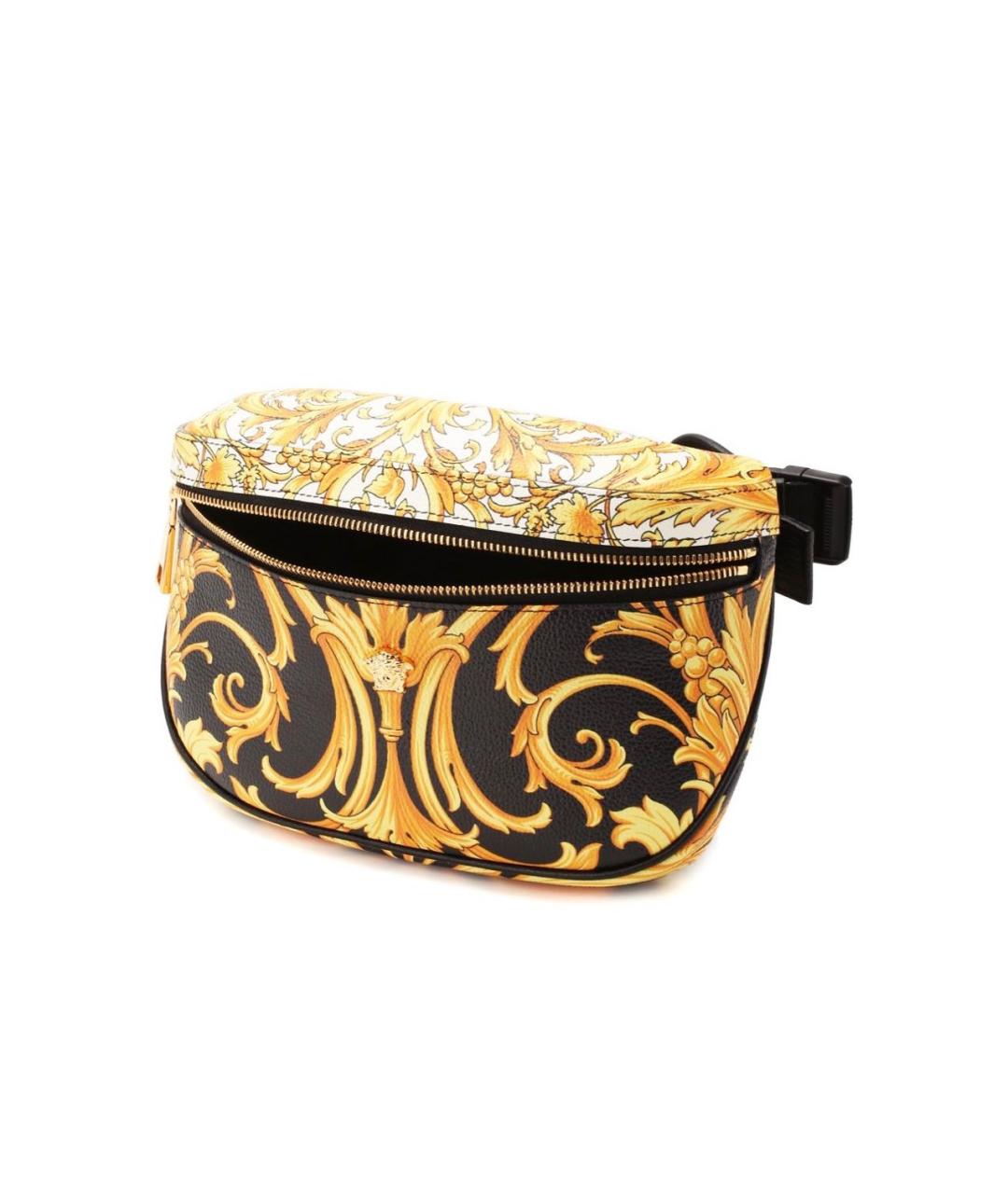 VERSACE Черная кожаная поясная сумка, фото 2