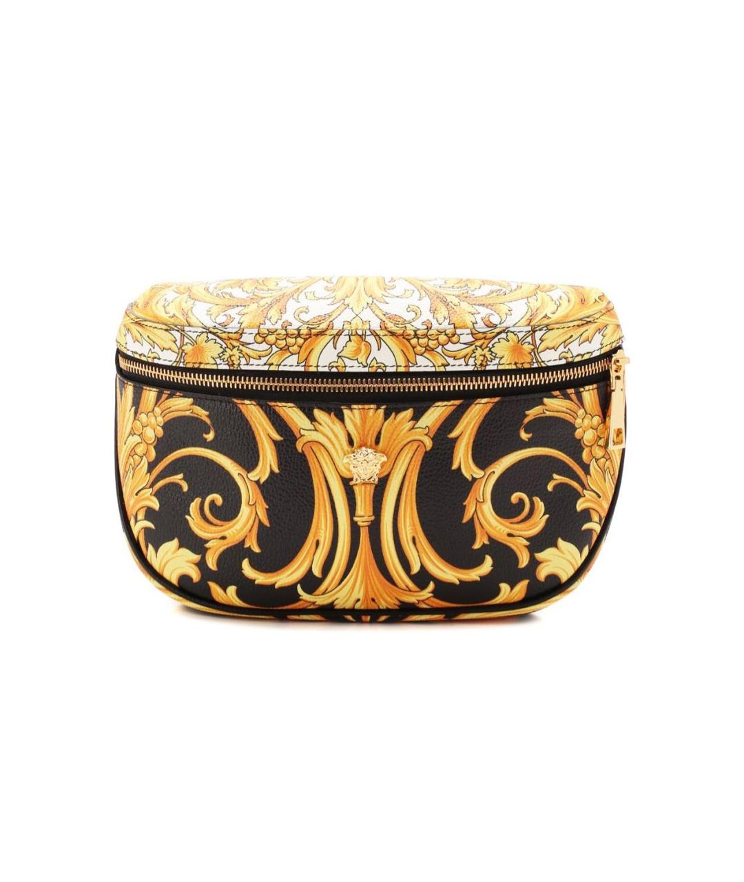 VERSACE Черная кожаная поясная сумка, фото 7