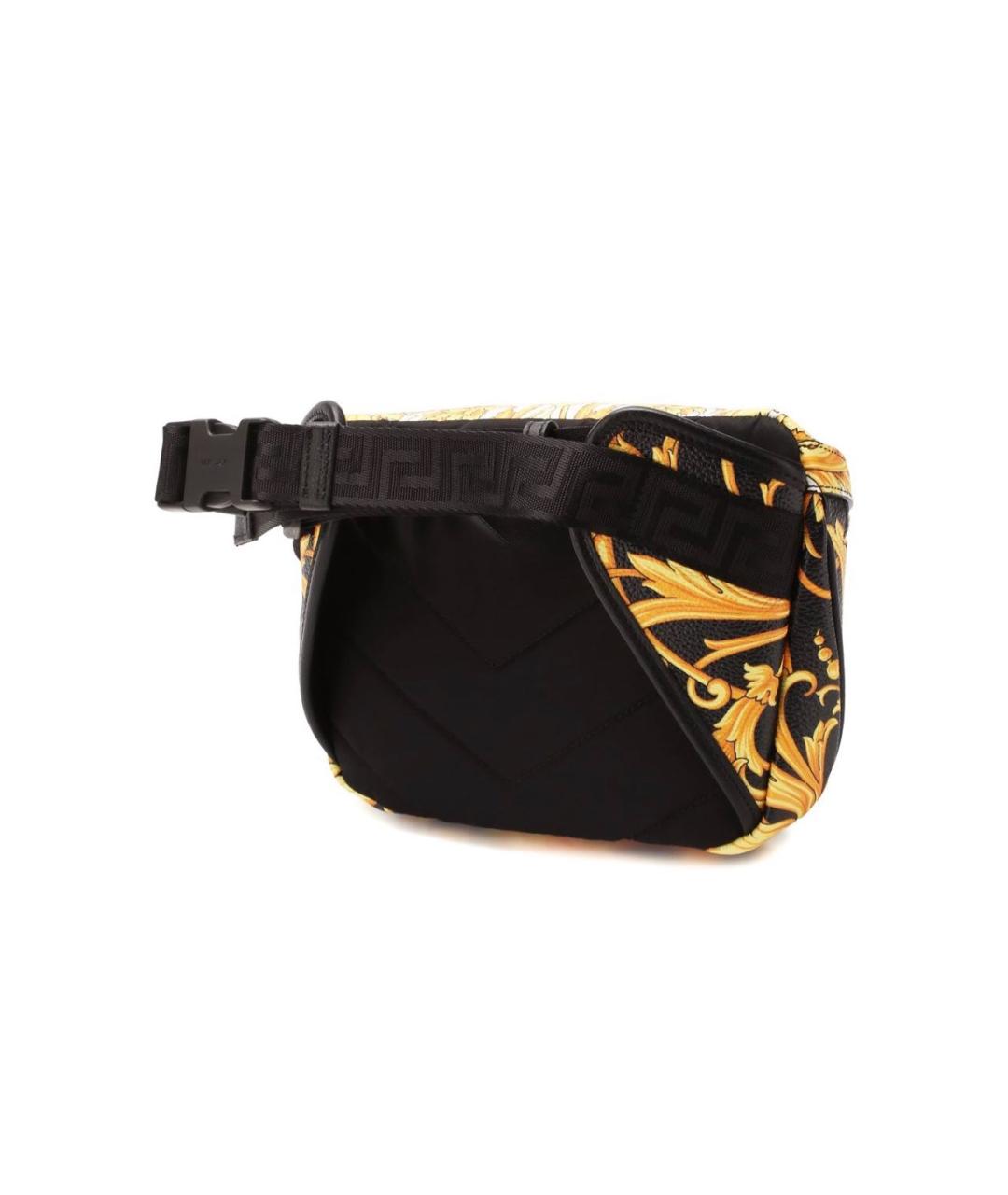 VERSACE Черная кожаная поясная сумка, фото 3