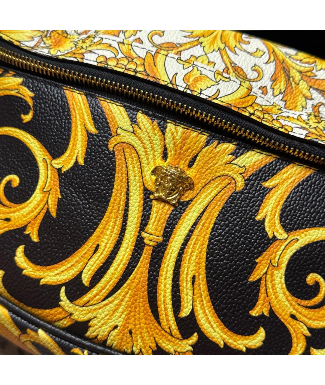 VERSACE Черная кожаная поясная сумка, фото 5