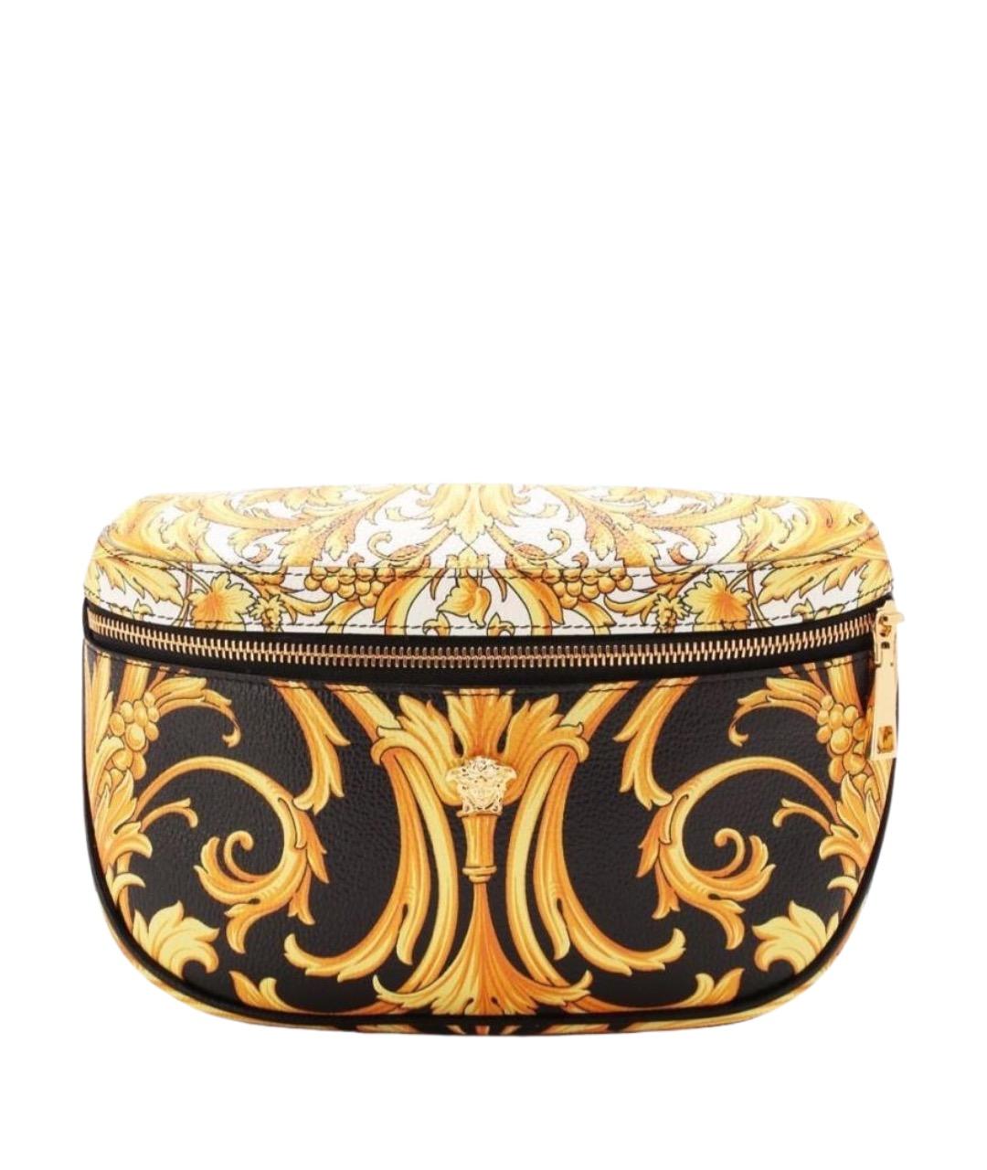 VERSACE Черная кожаная поясная сумка, фото 1