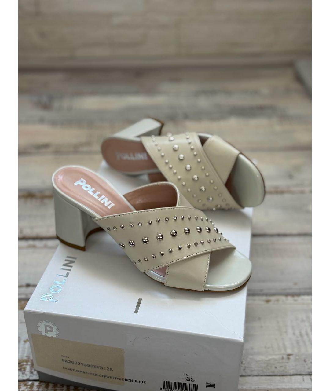 POLLINI Бежевые кожаные мюли, фото 6