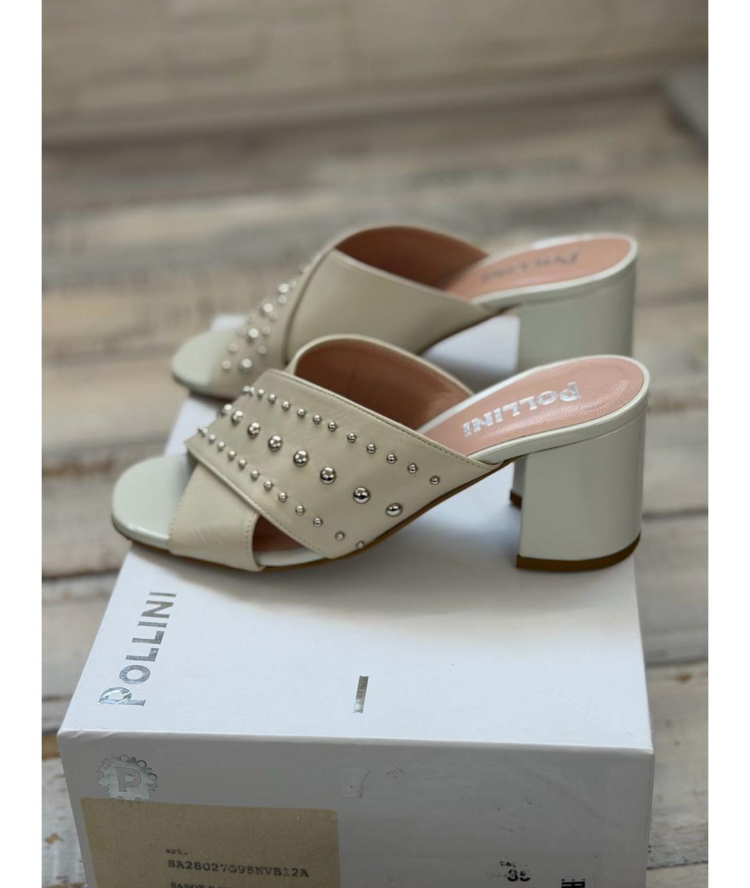 POLLINI Бежевые кожаные мюли, фото 9