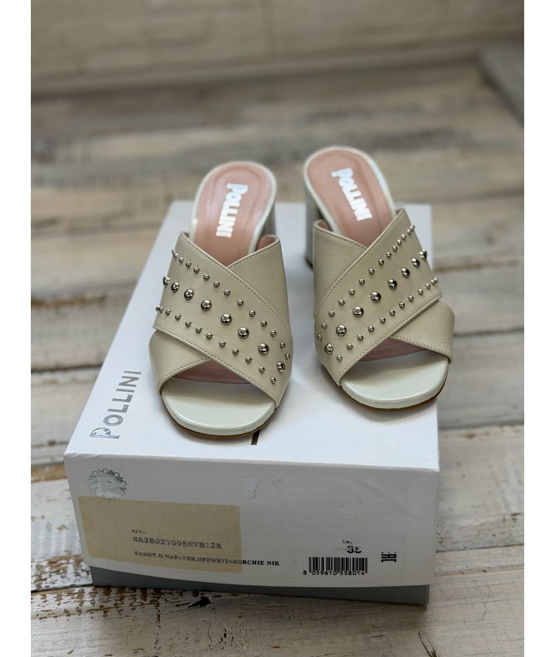 POLLINI Бежевые кожаные мюли, фото 3