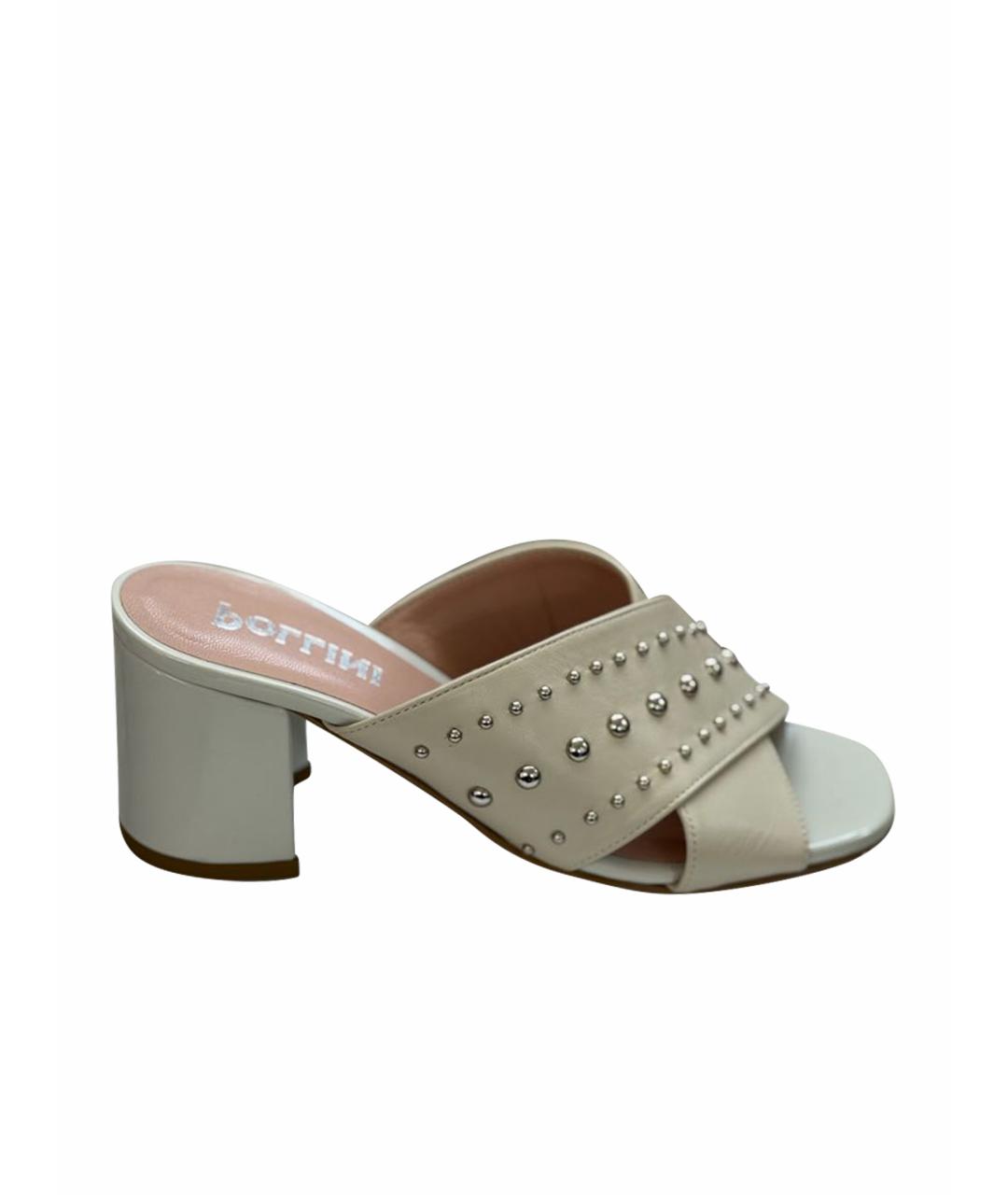 POLLINI Бежевые кожаные мюли, фото 1