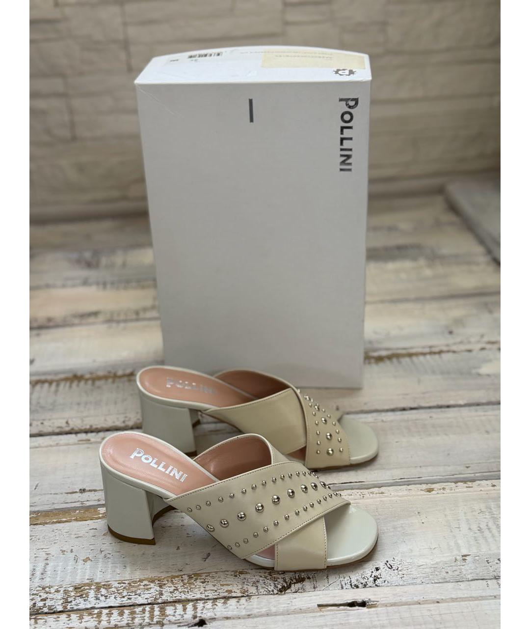 POLLINI Бежевые кожаные мюли, фото 2