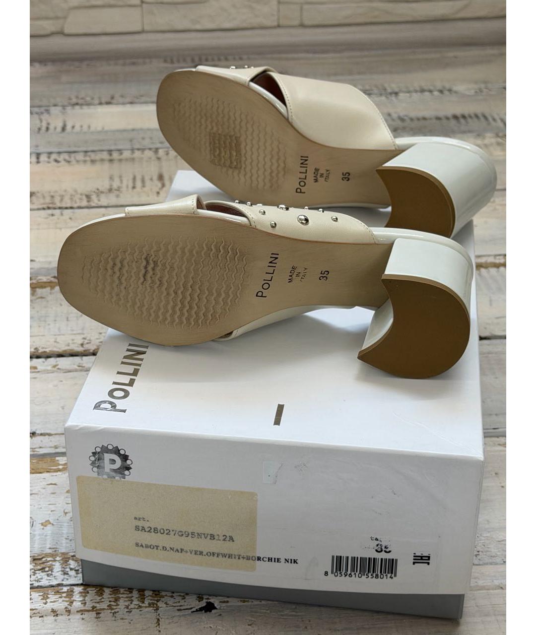 POLLINI Бежевые кожаные мюли, фото 7