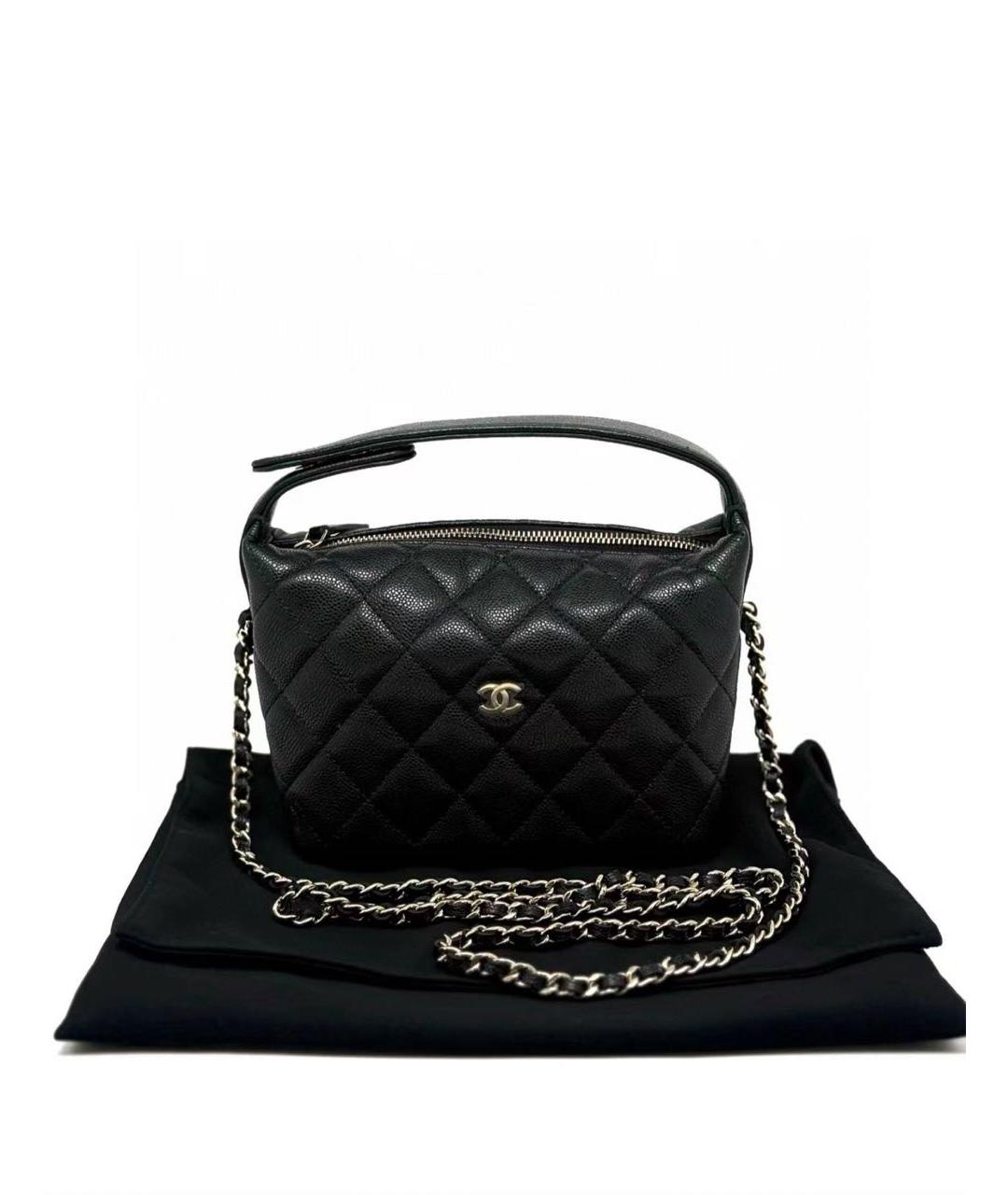 CHANEL Черная кожаная сумка с короткими ручками, фото 5