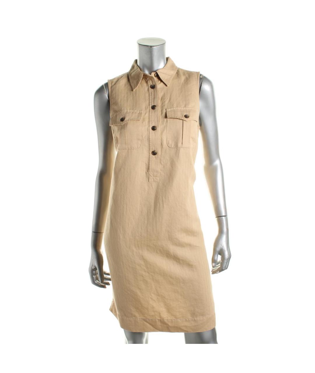 RALPH LAUREN Бежевое льняное повседневное платье, фото 3