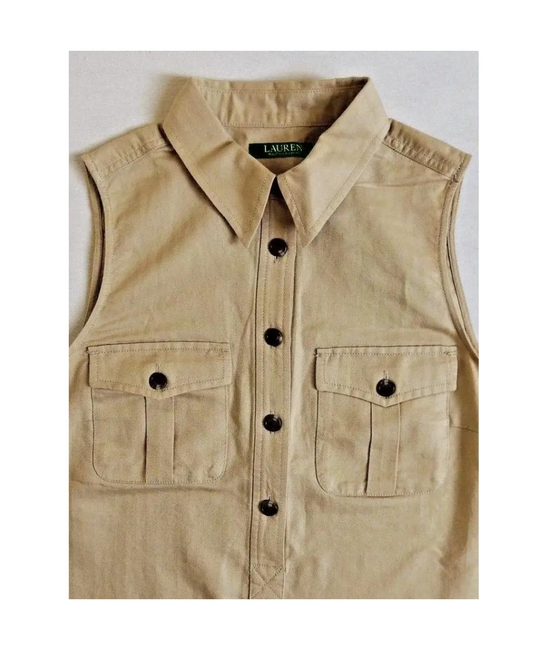 RALPH LAUREN Бежевое льняное повседневное платье, фото 6