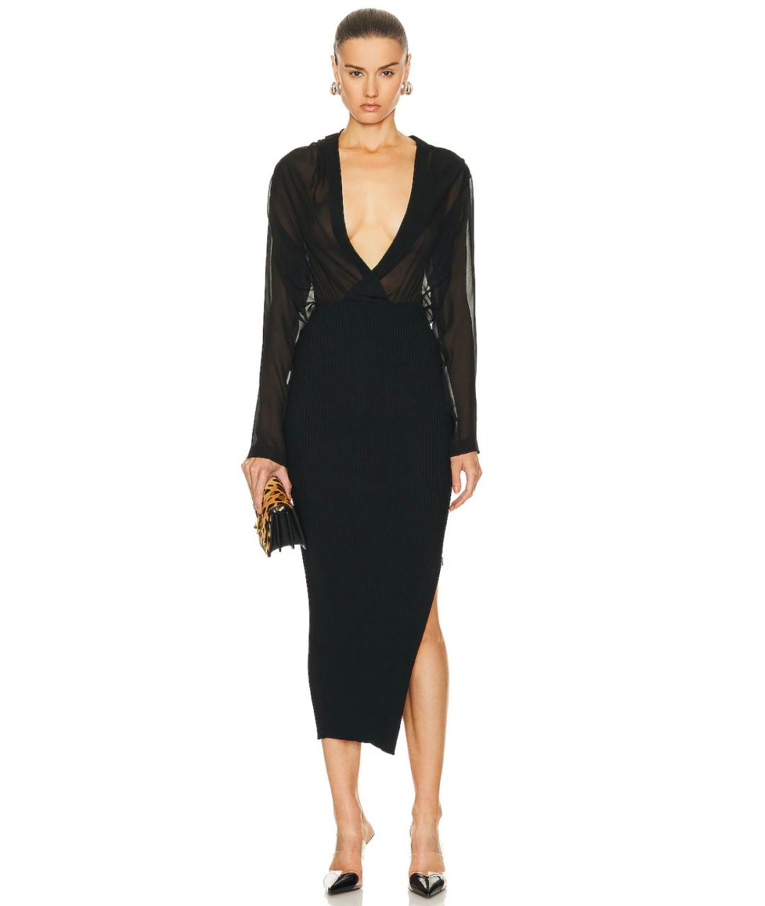 ALAIA Черное шелковое вечернее платье, фото 2