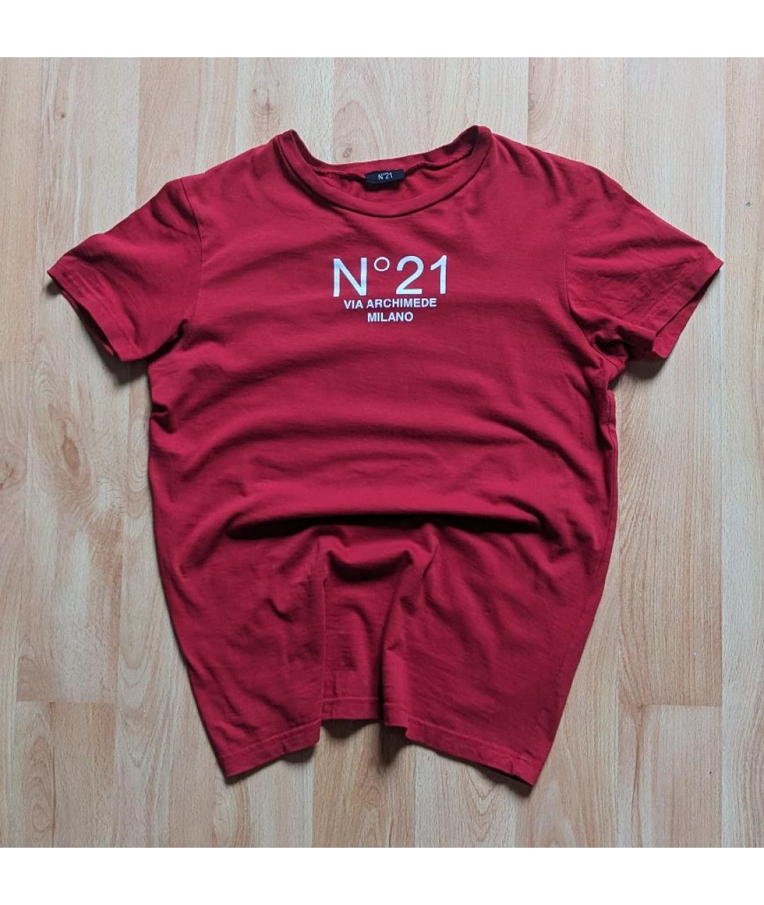 NO. 21 Красная хлопковая футболка, фото 6