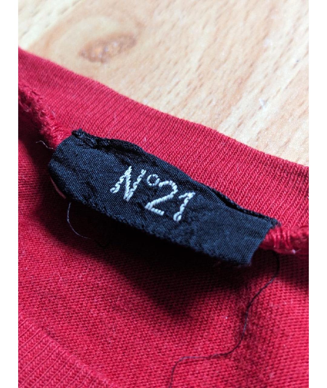 NO. 21 Красная хлопковая футболка, фото 3