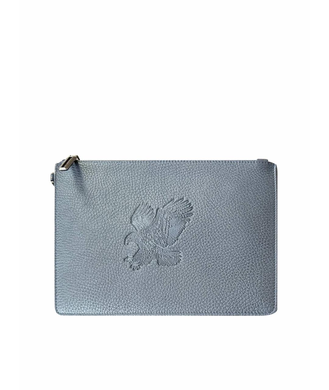 STEFANO RICCI Синяя кожаная барсетка, фото 1