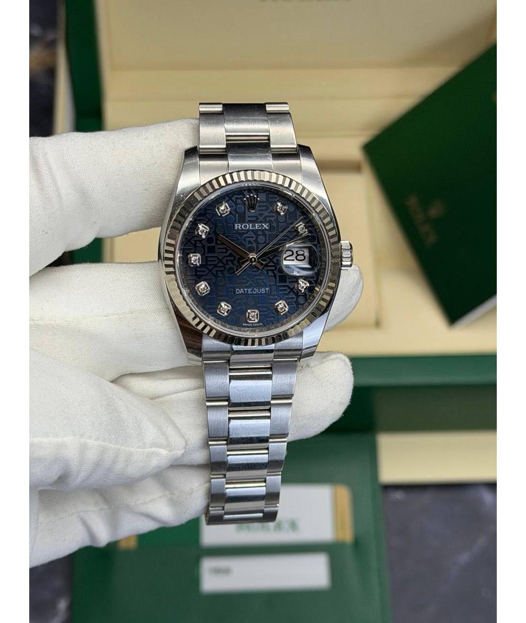 ROLEX Темно-синие металлические часы, фото 7