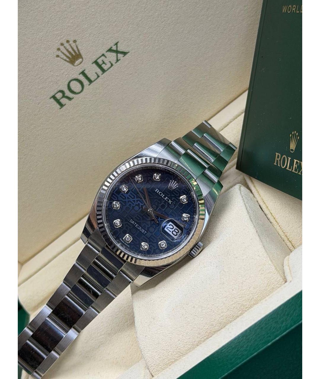 ROLEX Темно-синие металлические часы, фото 6