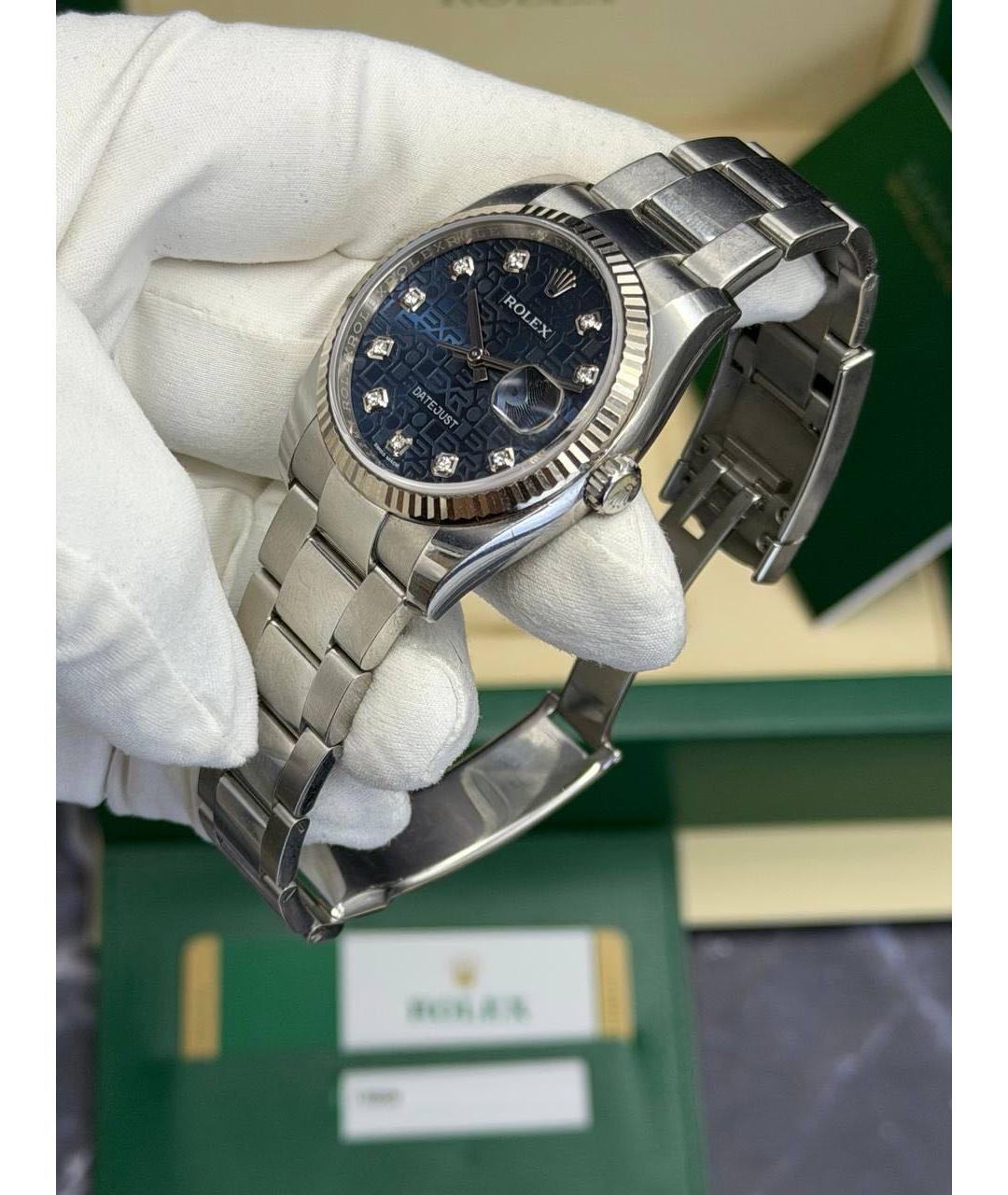 ROLEX Темно-синие металлические часы, фото 4