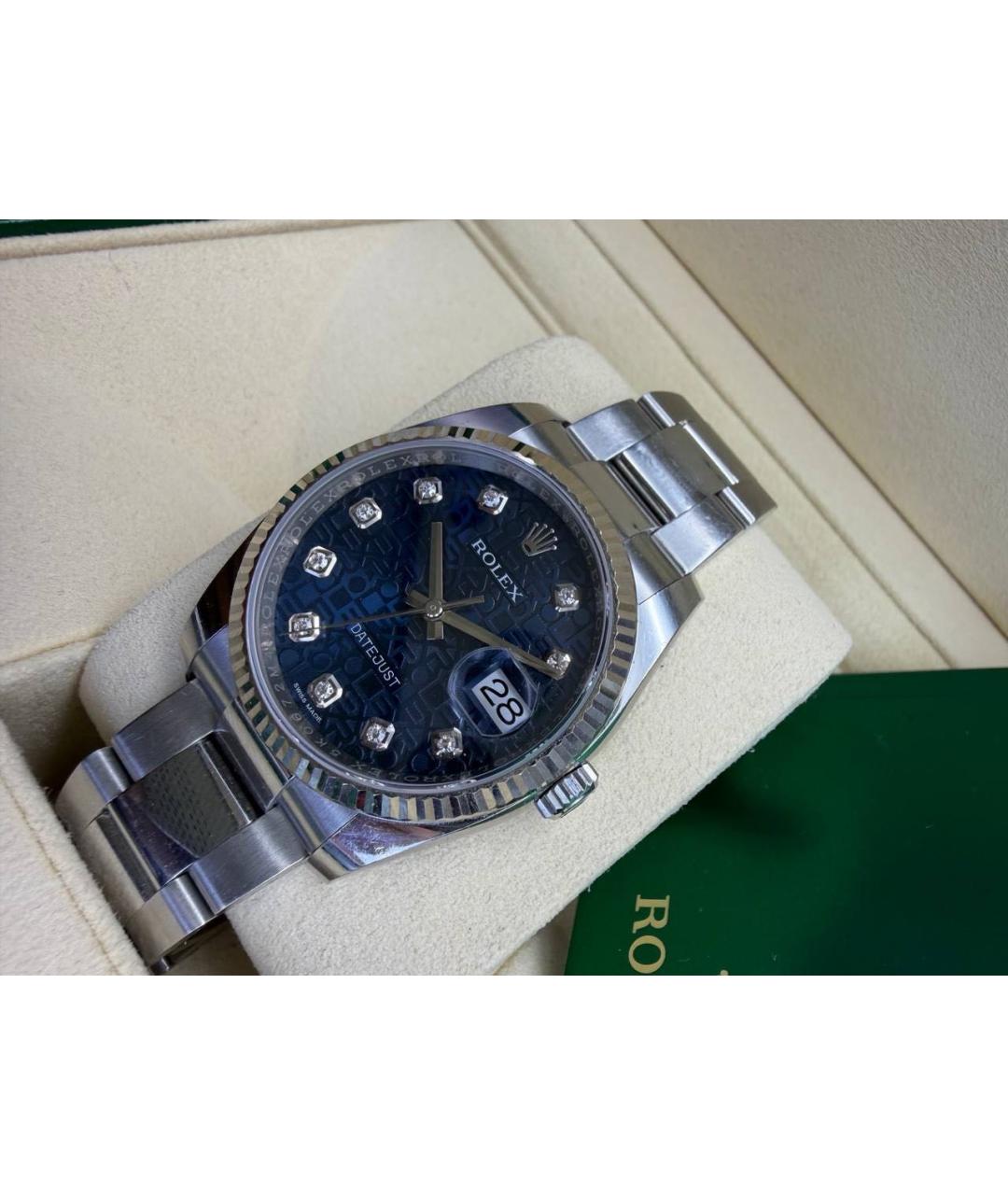 ROLEX Темно-синие металлические часы, фото 2