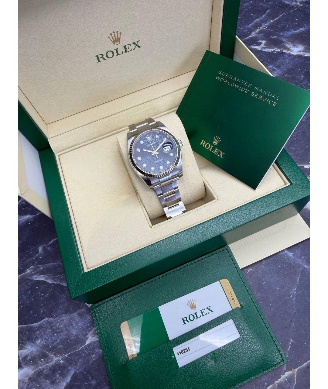 ROLEX Темно-синие металлические часы, фото 3