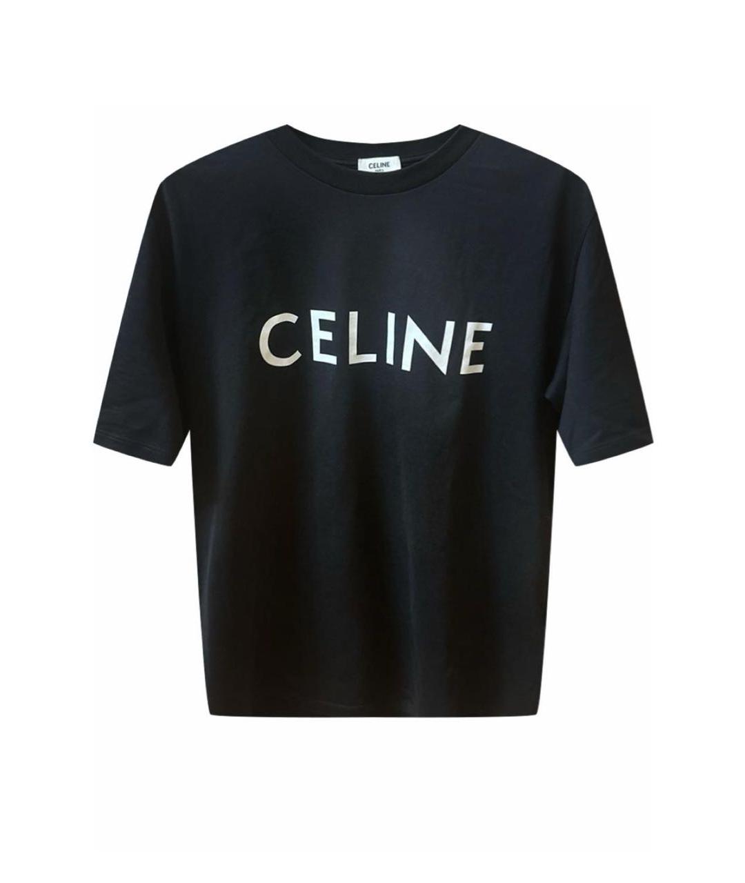 CELINE Черная хлопковая футболка, фото 1