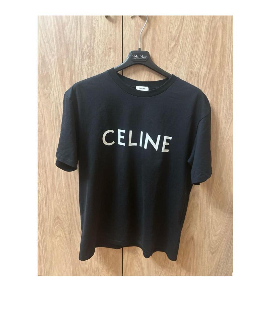 CELINE Черная хлопковая футболка, фото 2