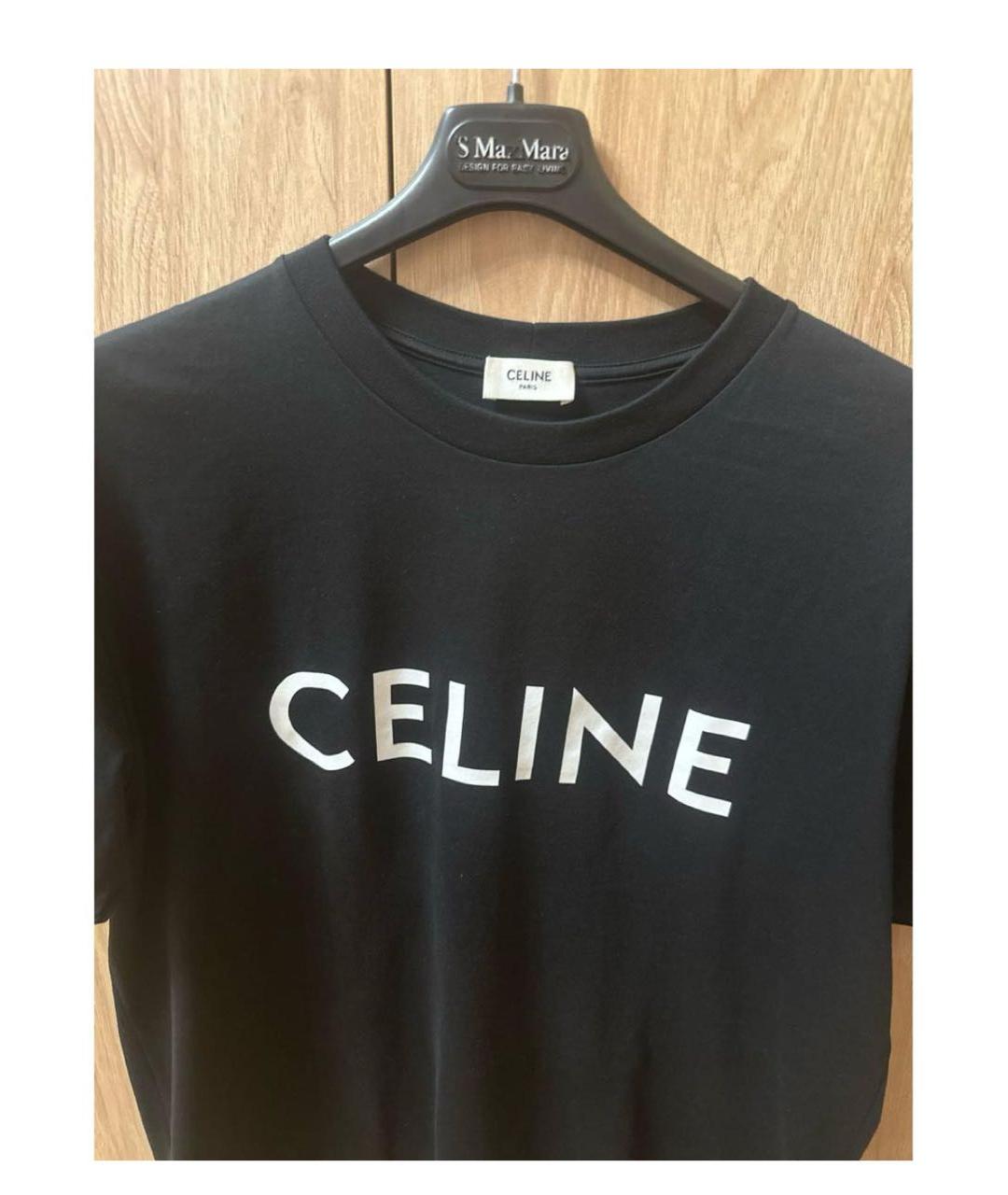 CELINE Черная хлопковая футболка, фото 4