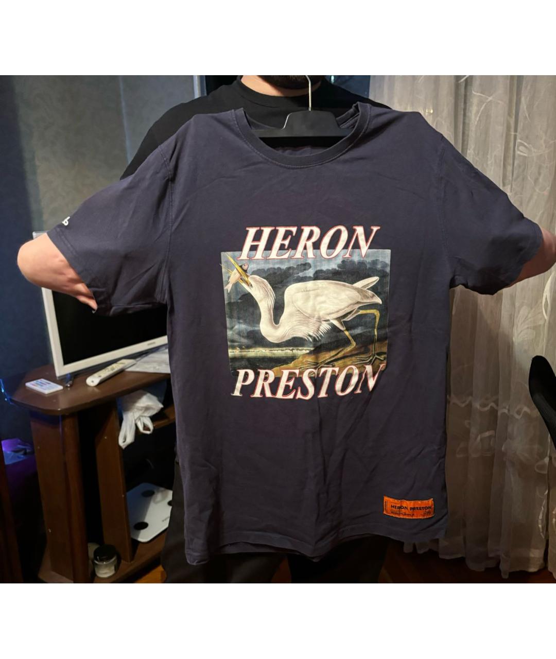 HERON PRESTON Темно-синяя хлопковая футболка, фото 3