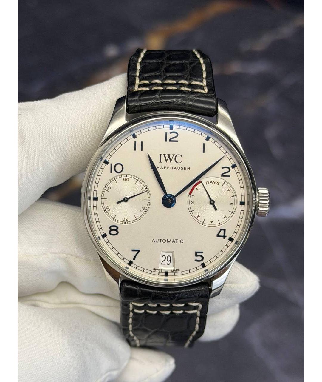 IWC Белые стальные часы, фото 7