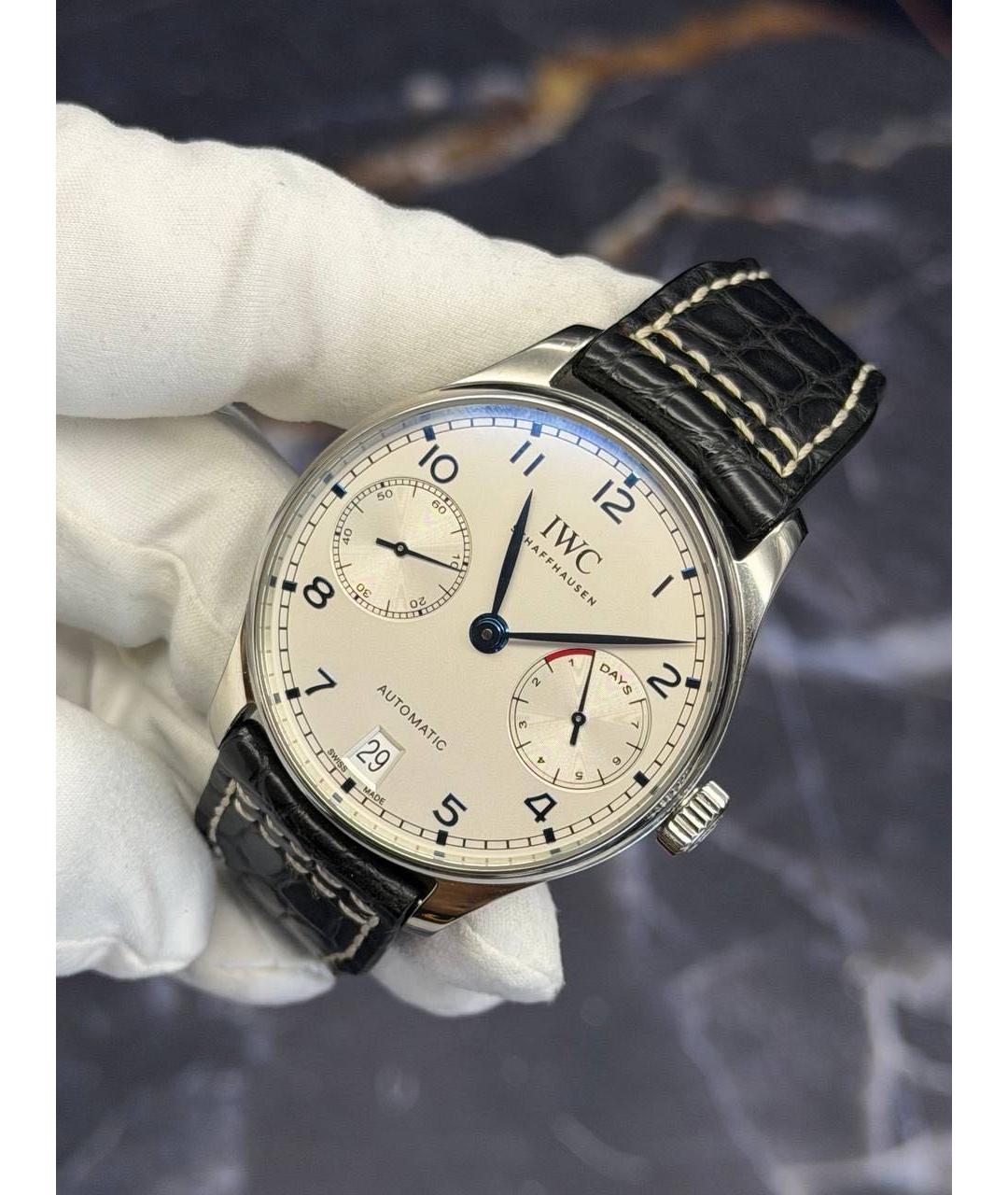 IWC Белые стальные часы, фото 4