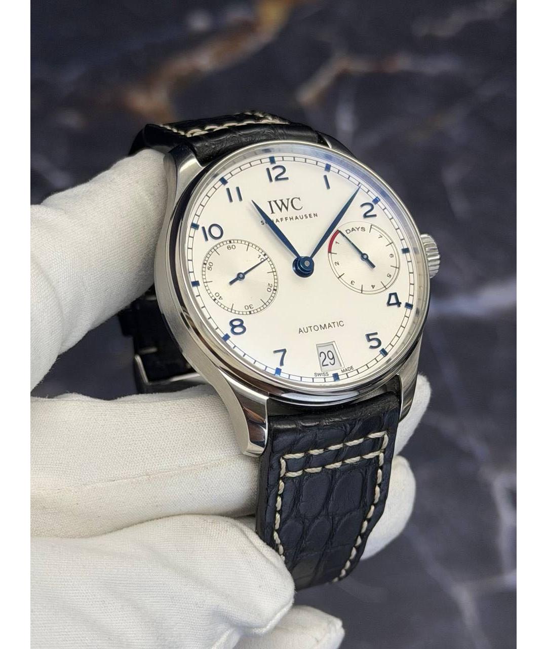 IWC Белые стальные часы, фото 3
