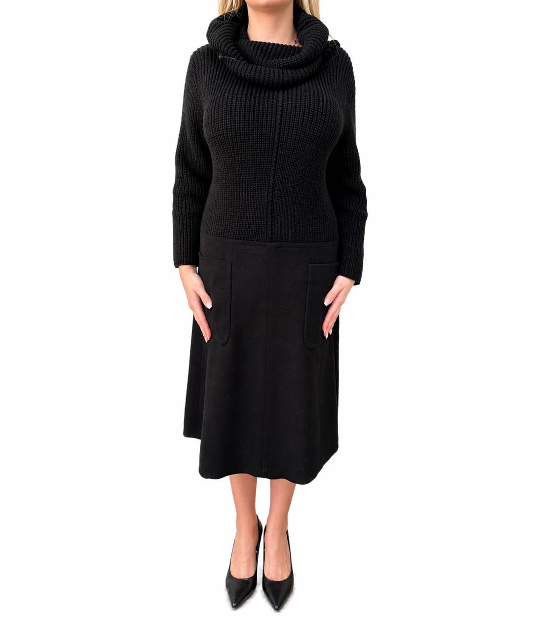 ESCADA Черное шерстяное повседневное платье, фото 2