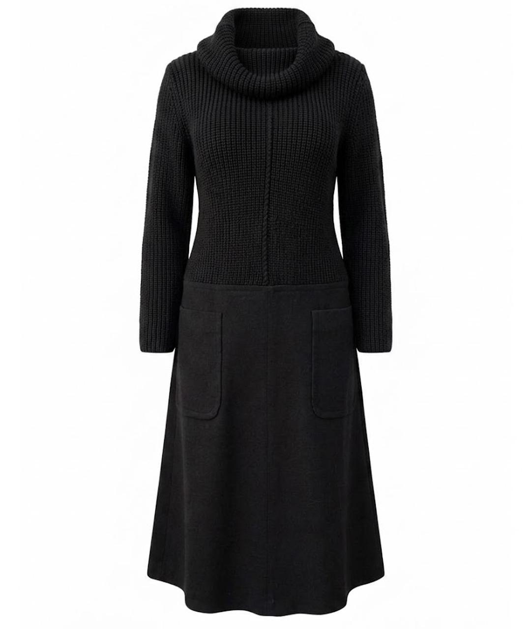 ESCADA Черное шерстяное повседневное платье, фото 1