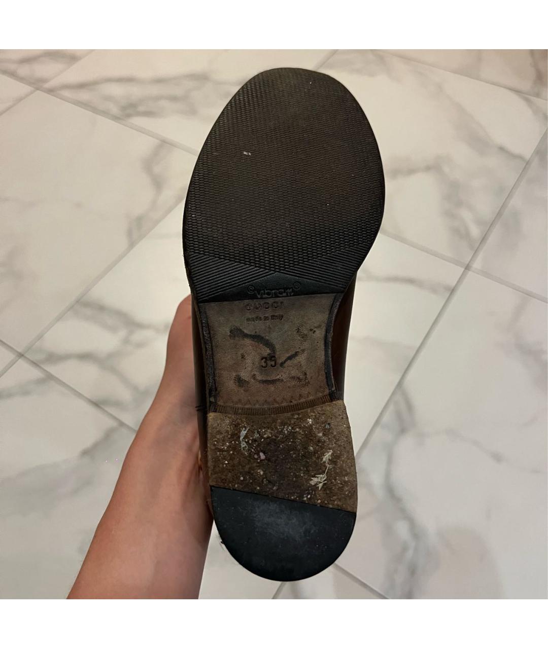 GUCCI Коричневые кожаные сапоги, фото 6