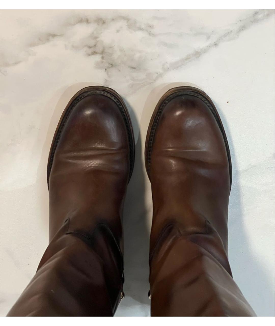GUCCI Коричневые кожаные сапоги, фото 3