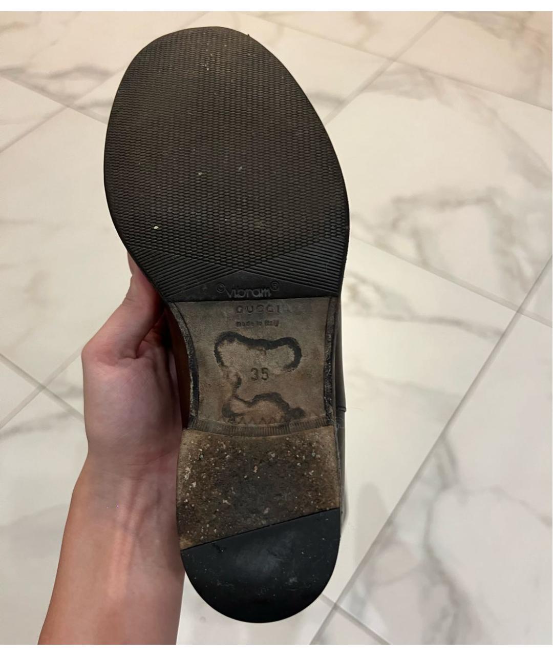 GUCCI Коричневые кожаные сапоги, фото 5