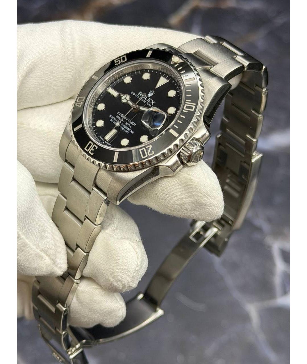 ROLEX Черные металлические часы, фото 5