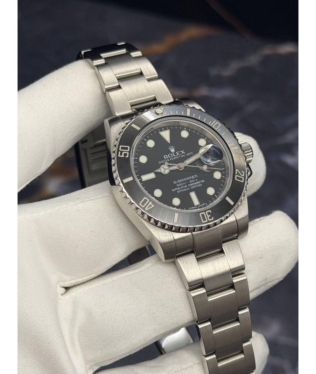 ROLEX Черные металлические часы, фото 3