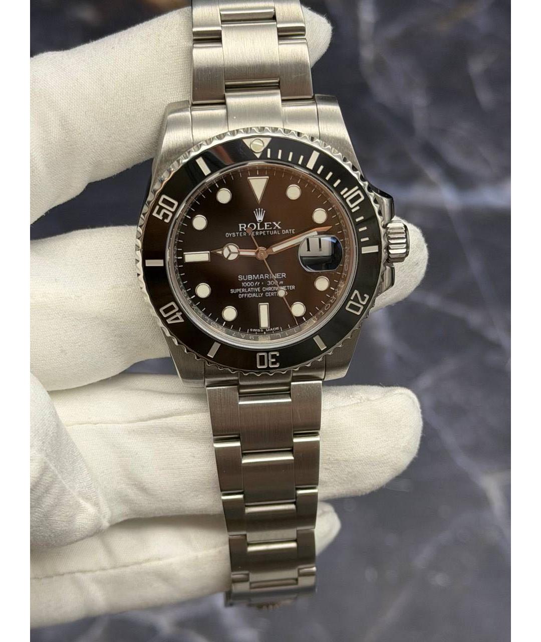 ROLEX Черные металлические часы, фото 6