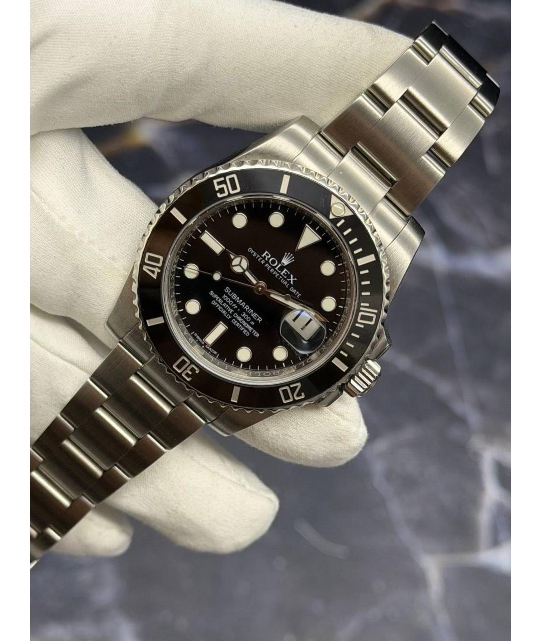 ROLEX Черные металлические часы, фото 2