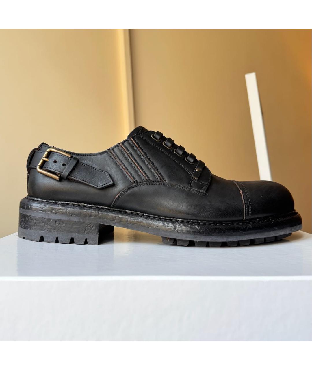 DOLCE&GABBANA Черные кожаные низкие ботинки, фото 9