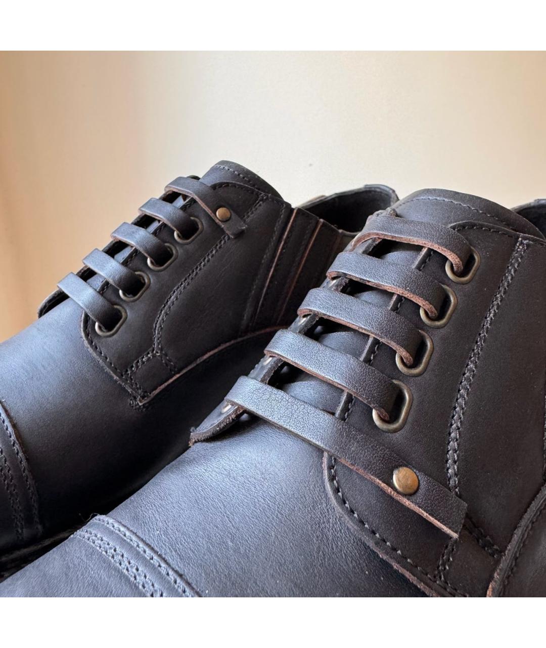 DOLCE&GABBANA Черные кожаные низкие ботинки, фото 7