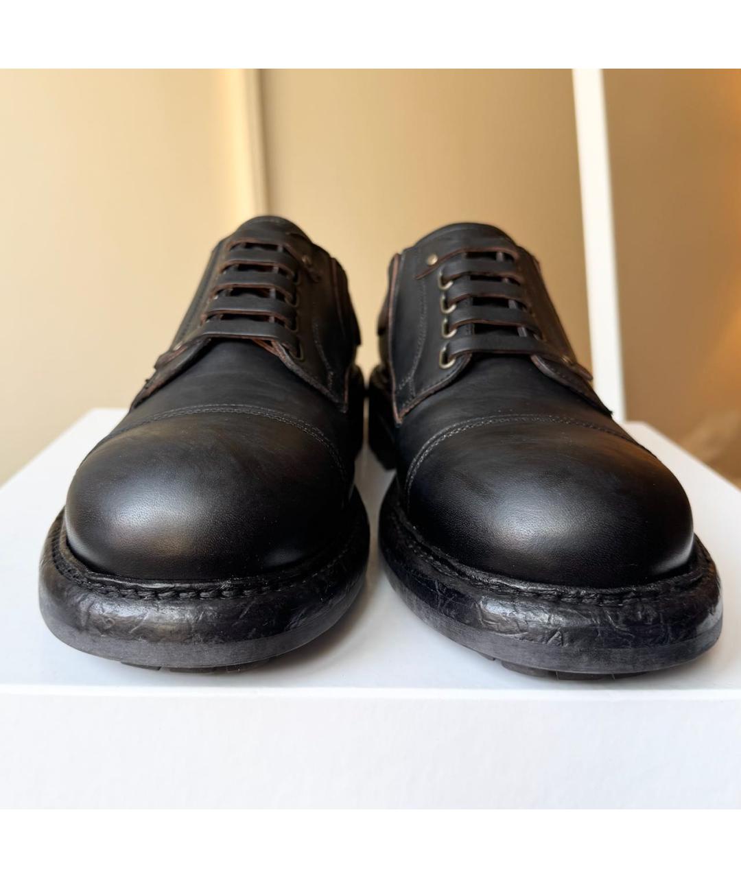 DOLCE&GABBANA Черные кожаные низкие ботинки, фото 2