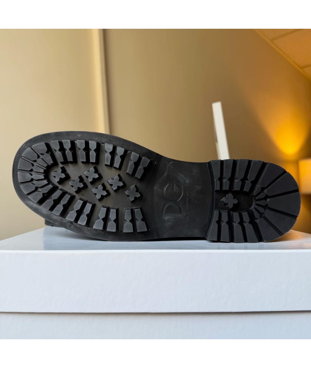 DOLCE&GABBANA Черные кожаные низкие ботинки, фото 8