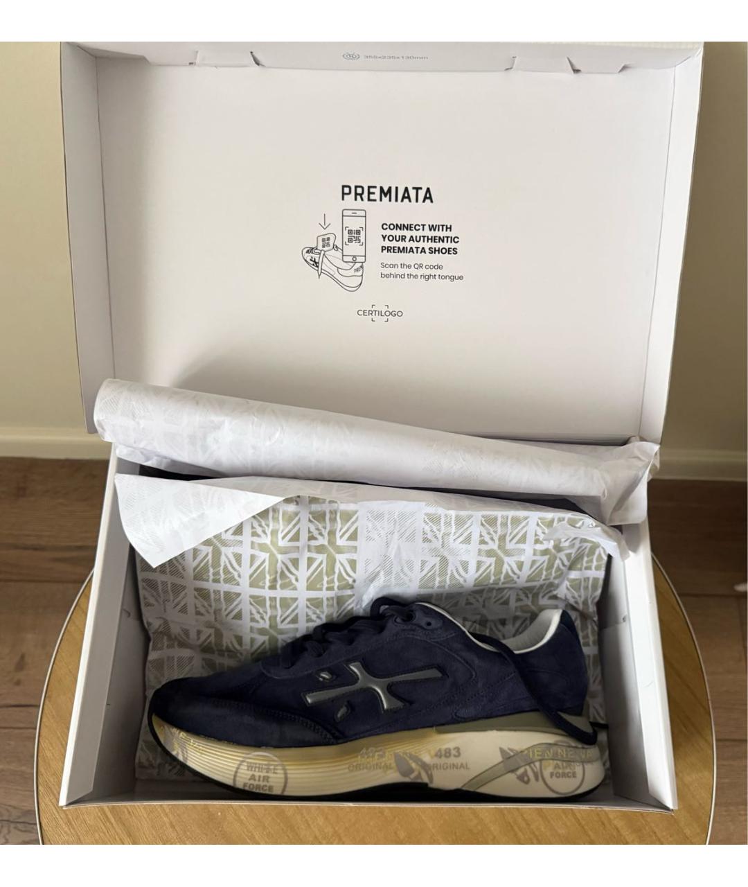 PREMIATA Темно-синие замшевые низкие кроссовки / кеды, фото 7